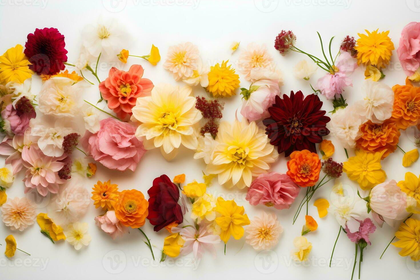 coloré fleurs composition sur blanc Contexte photo