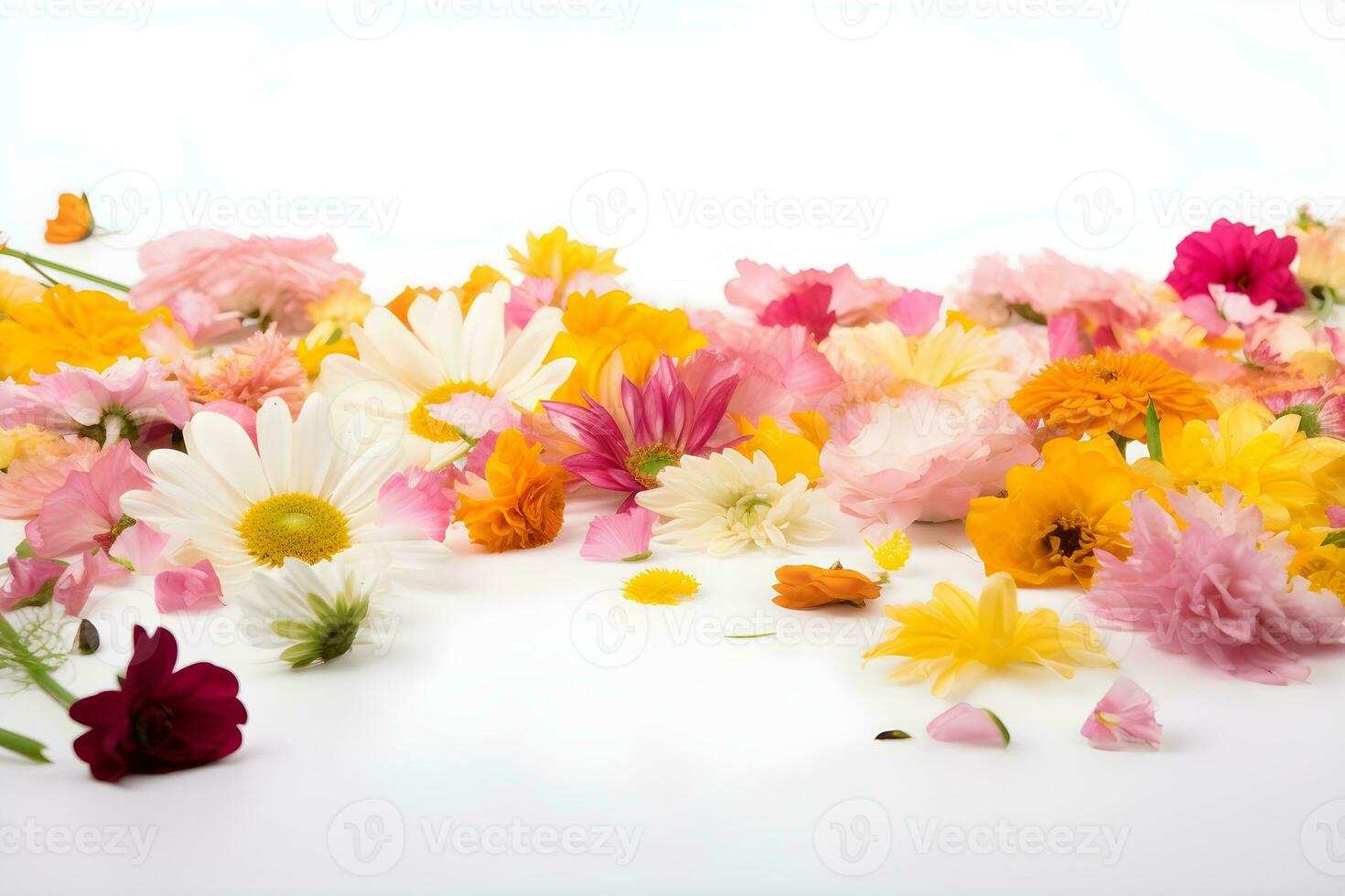 coloré fleurs composition sur blanc Contexte photo