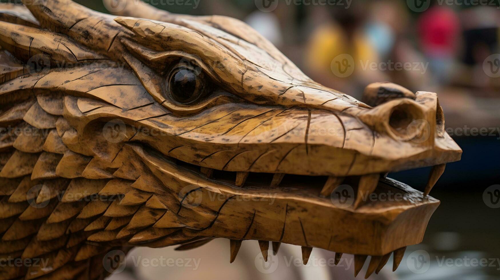 une en bois dragon tête de dragon bateau photo