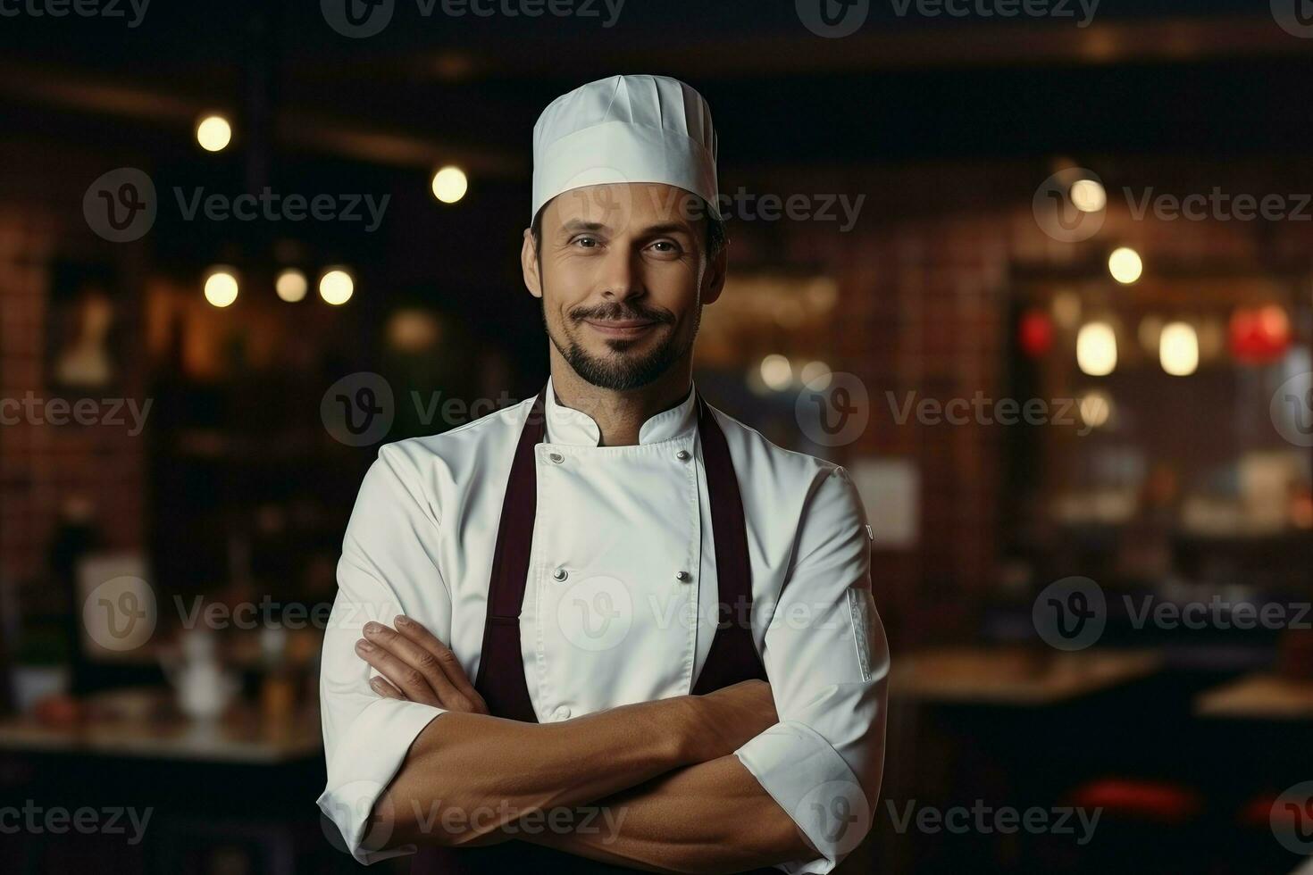 Beau Maître chef toque. produire ai photo