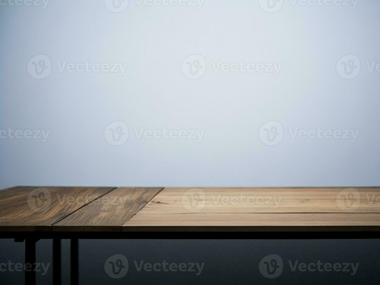 en bois table et brouiller tropical blanc arrière-plan, produit afficher montage. haute qualité photo 8k fhd ai généré