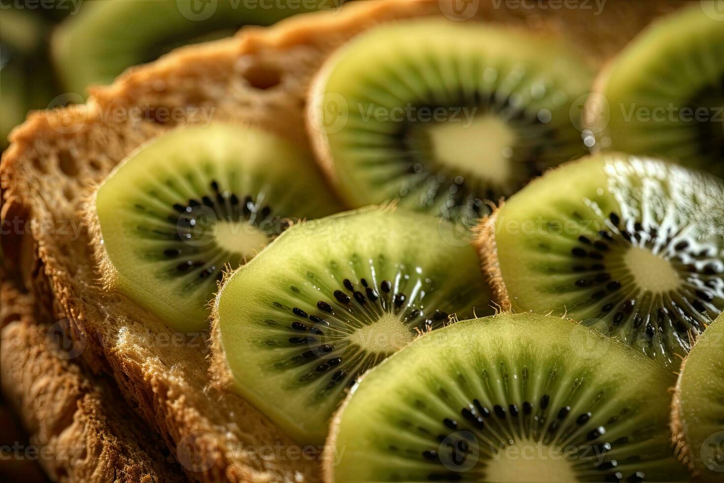 kiwi griller, macro coup de une Frais petit déjeuner avec égouttage Miel, ai généré photo