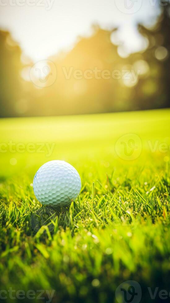 parfait été journée à le le golf cours avec tranchant paysage détails et rêveur silhouette ai génératif photo