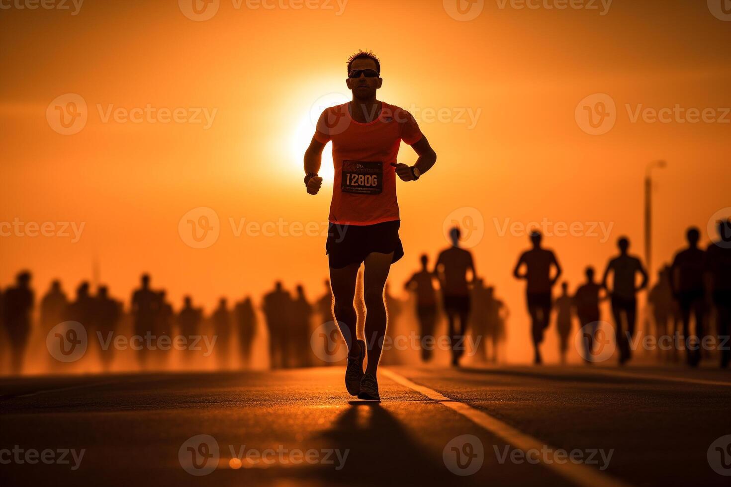 fonctionnement dans le lever du soleil - une symbole de endurance et détermination ai génératif photo