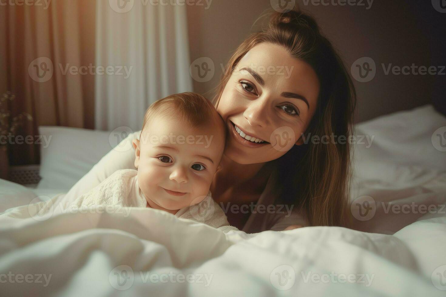 content mère bébé lit. produire ai photo