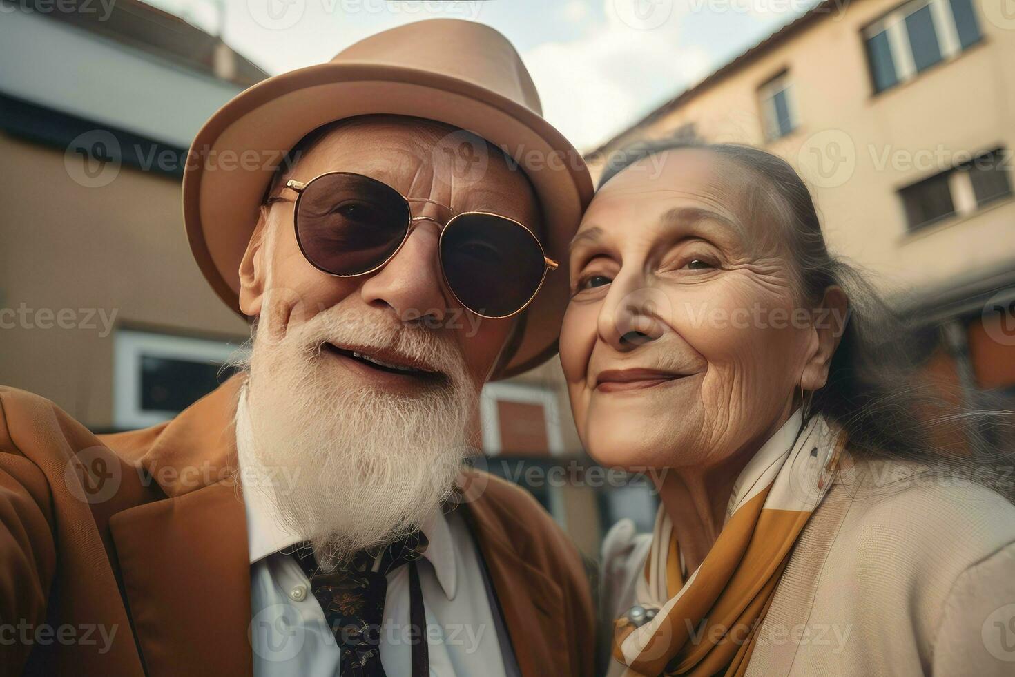 content vieux couple. produire ai photo