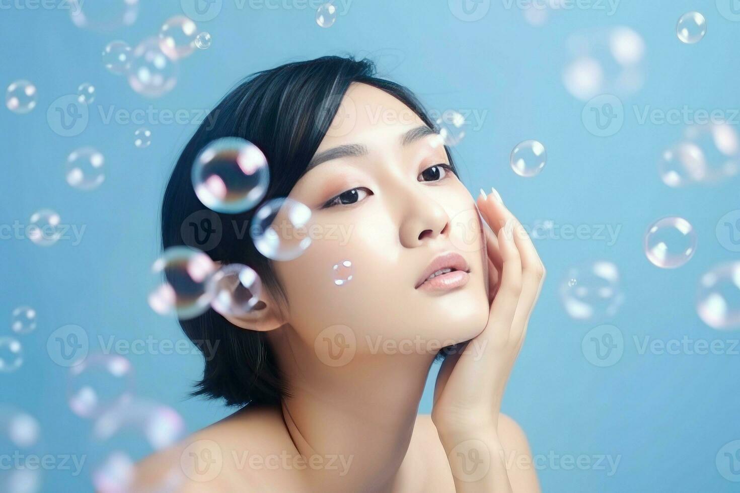 asiatique femme bulle. produire ai photo
