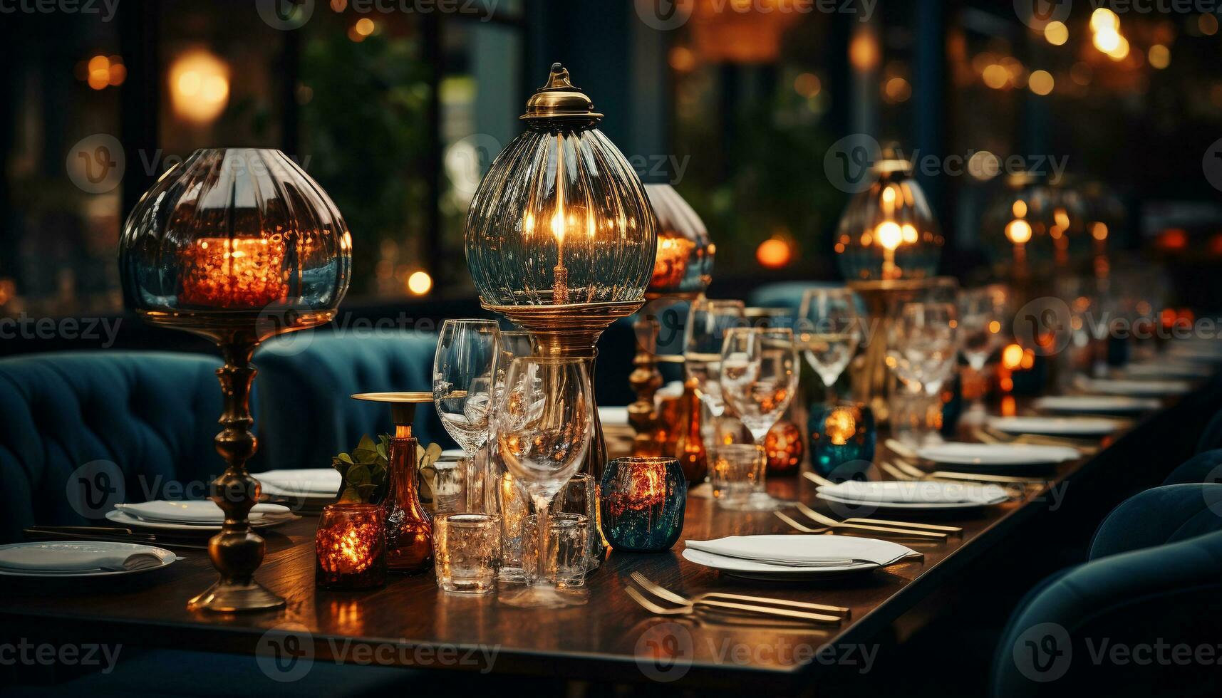 luxe bar, élégant décoration, illuminé verre de vin, moderne à manger table  généré par ai 28729079 Photo de stock chez Vecteezy