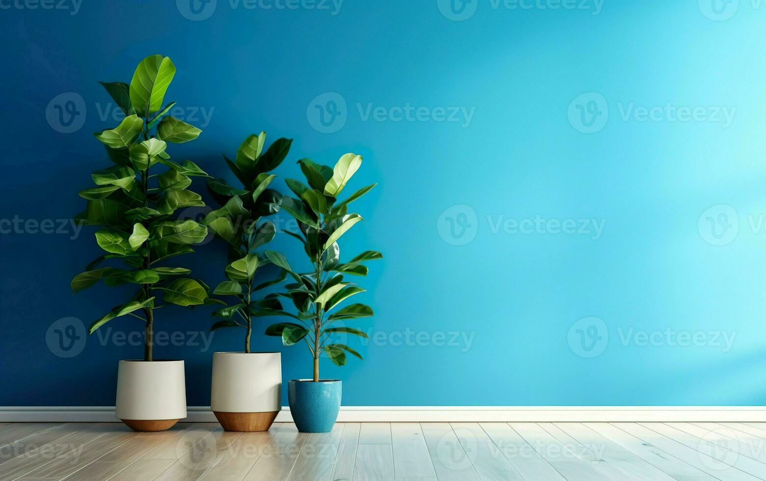 vivant pièce intérieur avec mis en pot végétaux, bleu mur et bleu canapé.  intérieur mis en pot les plantes décoration. ai génératif 28764793 Photo de  stock chez Vecteezy