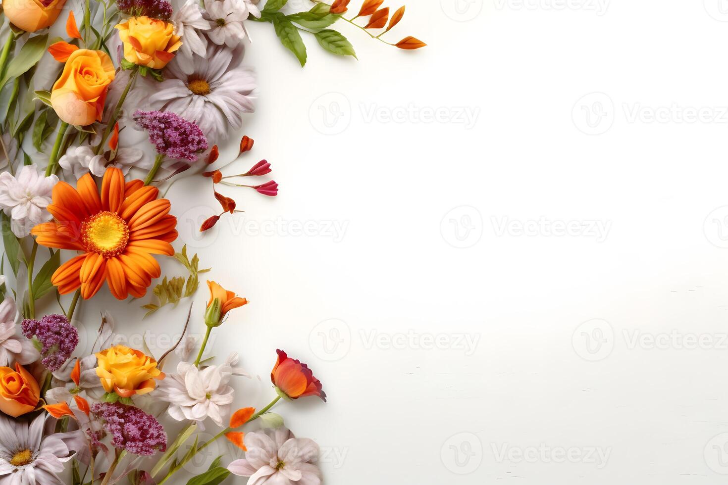 floral Cadre décoration isolé sur blanc Contexte ai généré photo