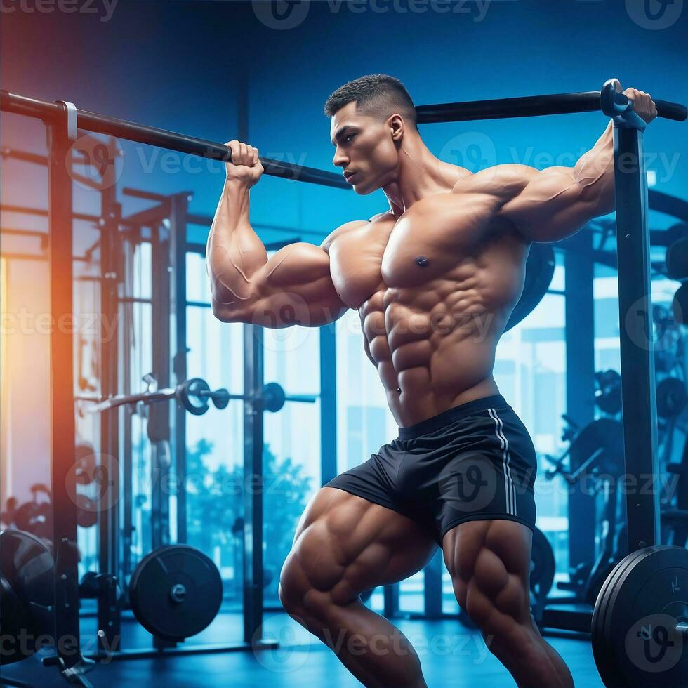 homme de sport africain musclé fort faisant de l'exercice en poids avec  haltère dans la salle de fitness de la salle de sport. musculation sport  homme fitness concept. 11875734 Photo de stock