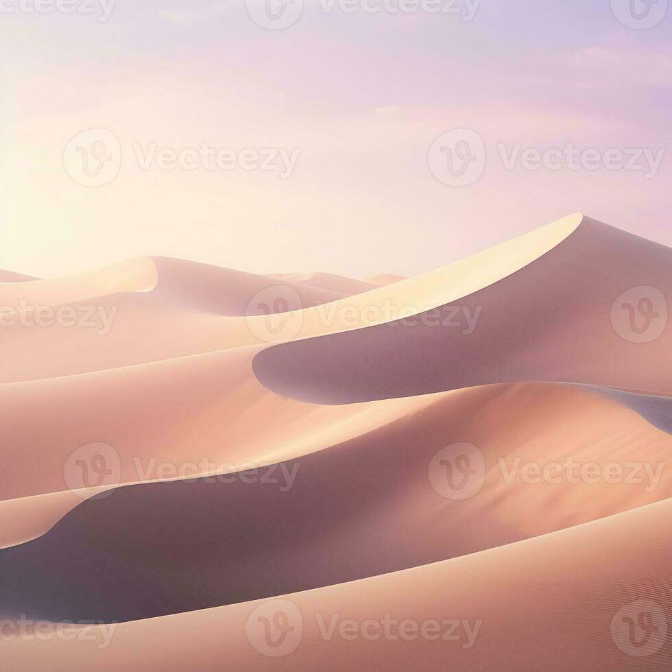 tranquille le sable dunes en dessous de une pastel ciel, exsudant sérénité et idéal pour Voyage et bien-être annonces ai génératif photo