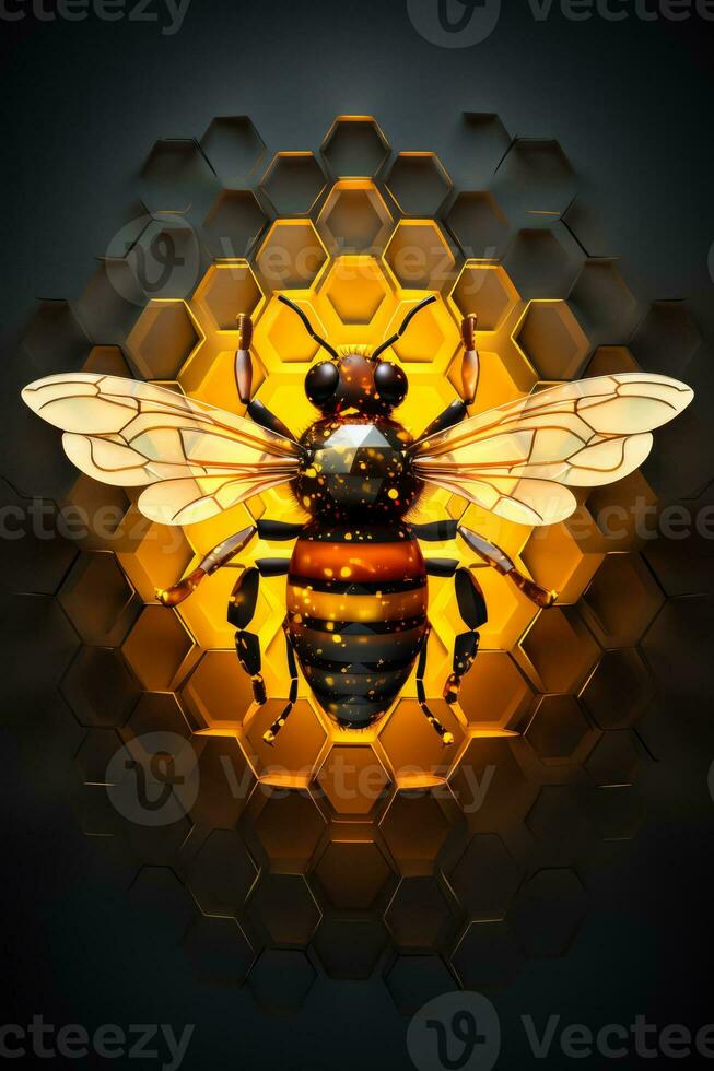 une géométrique minimaliste abeille isolé sur une pente noir et Jaune Contexte photo