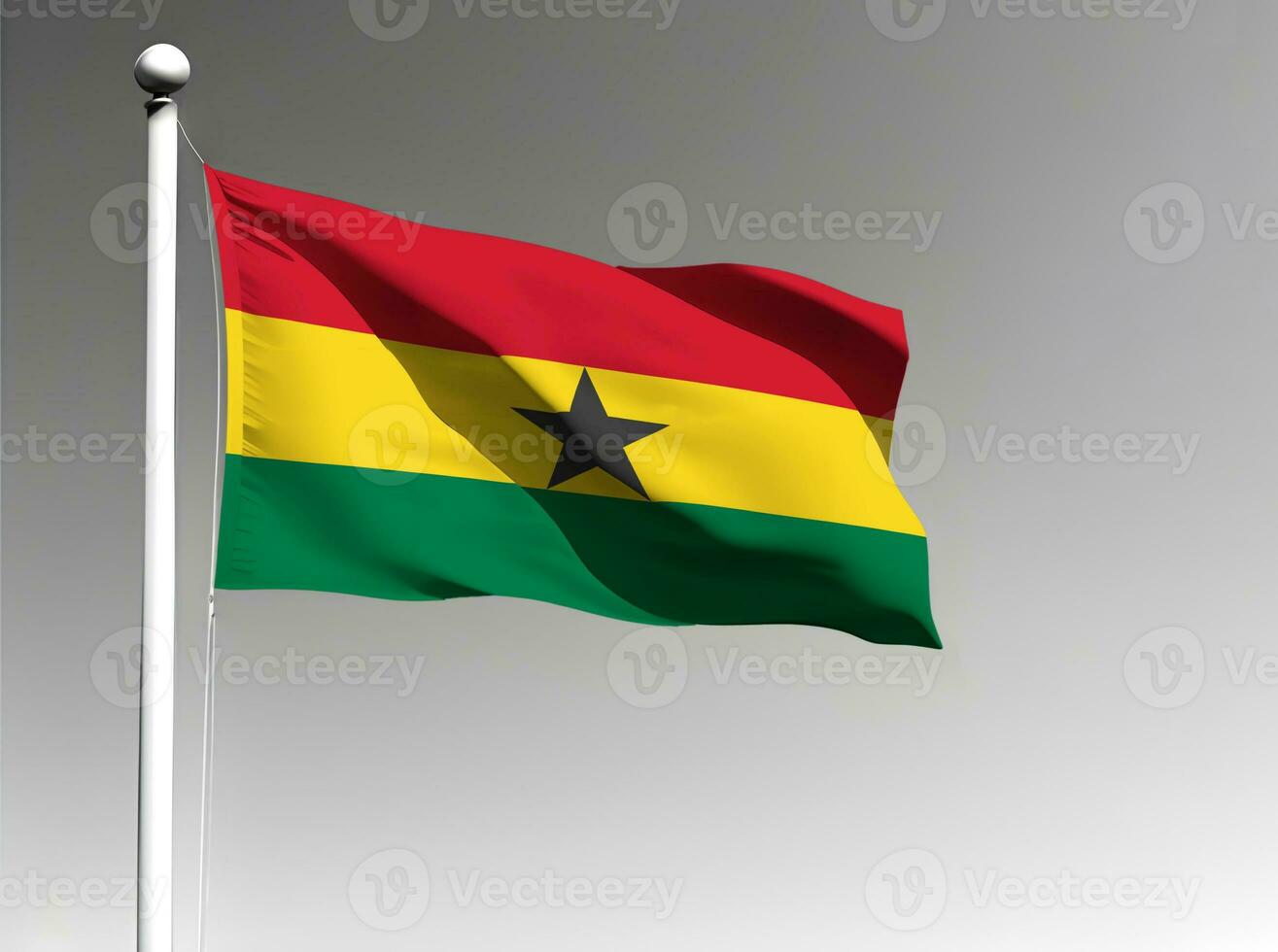 Ghana nationale drapeau agitant sur gris Contexte photo