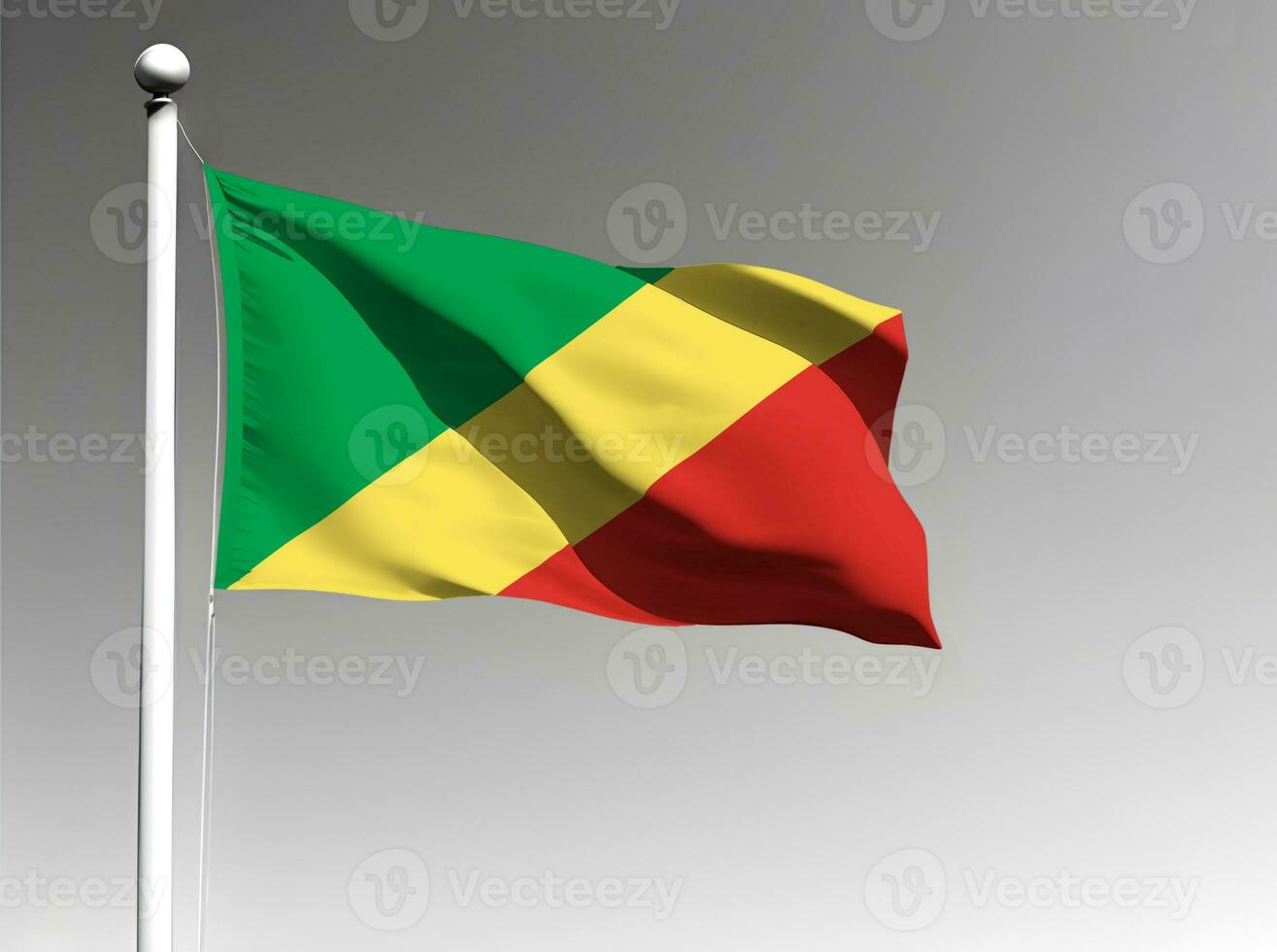 Congo nationale drapeau agitant sur gris Contexte photo