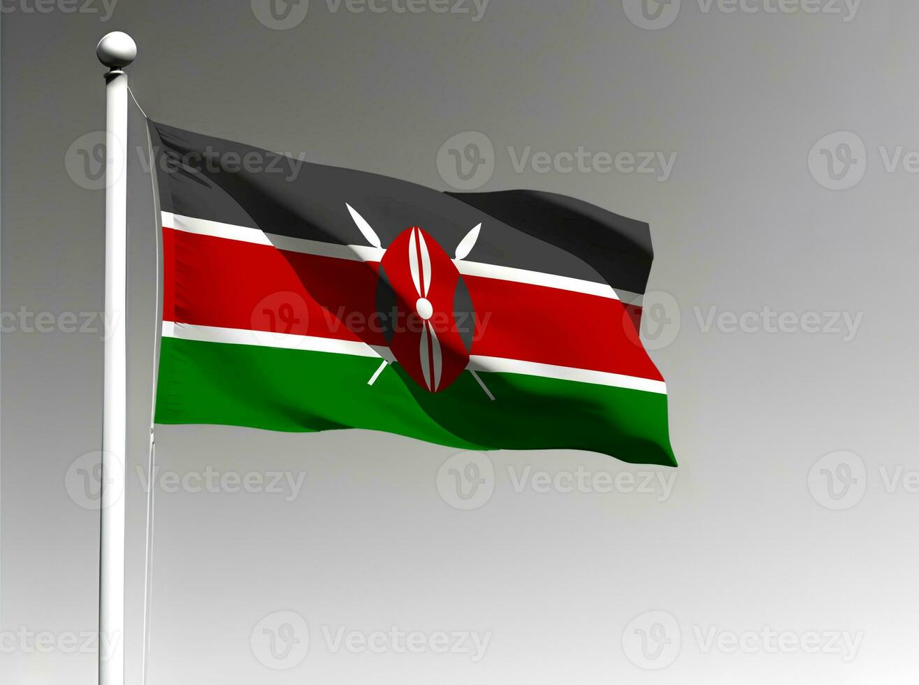 Kenya nationale drapeau agitant sur gris Contexte photo