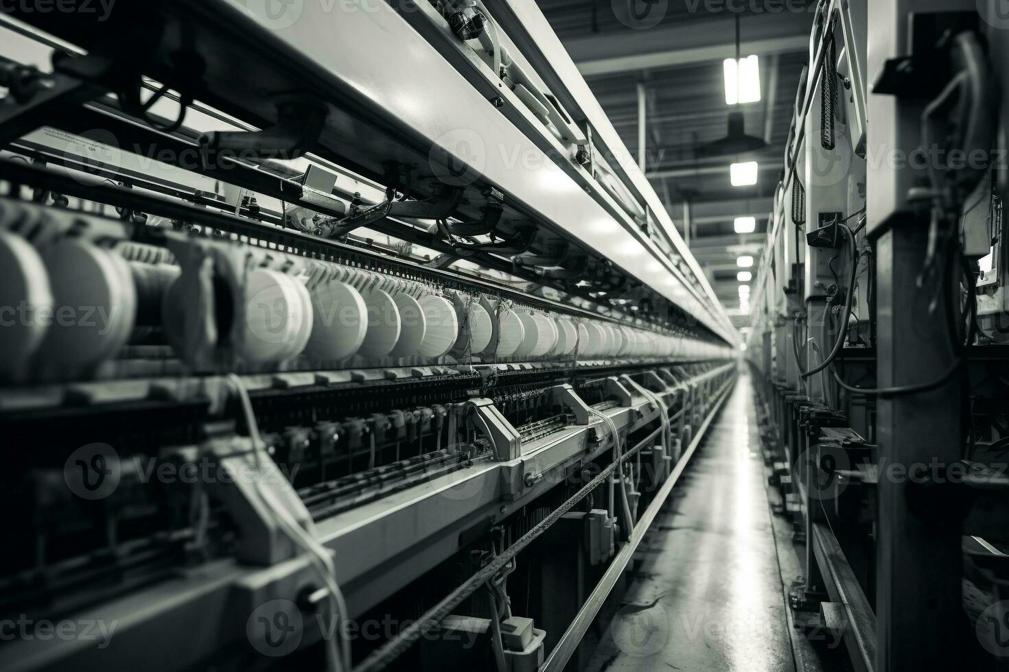 moderne textile usine avec automatique se profile tissage motifs ai génératif photo