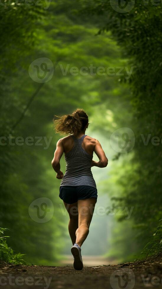 forêt sprint - capturer le coureur volonté au milieu de la nature ai génératif photo