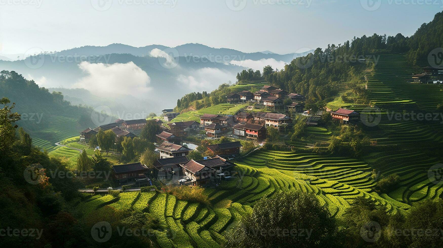 le loin paysage est pris de au dessus rafraîchissant ai généré image photo