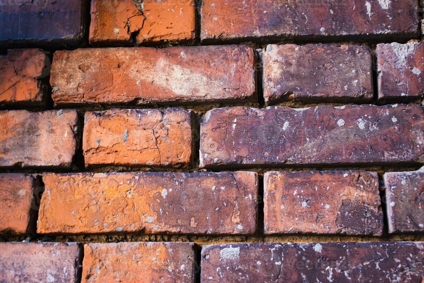 proche en haut rouge brique texture mur concept photo. meule des murs vieux architecture, Urbain ville la vie photo