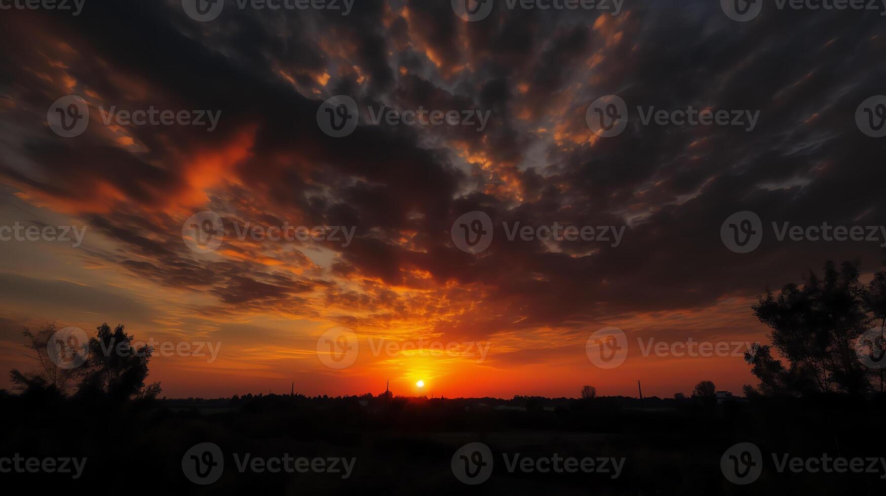 le le coucher du soleil ciel ai génératif photo