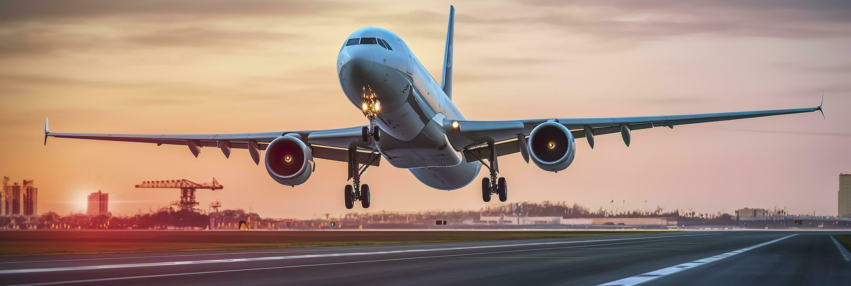 avion prise de de le aéroport. génératif ai photo