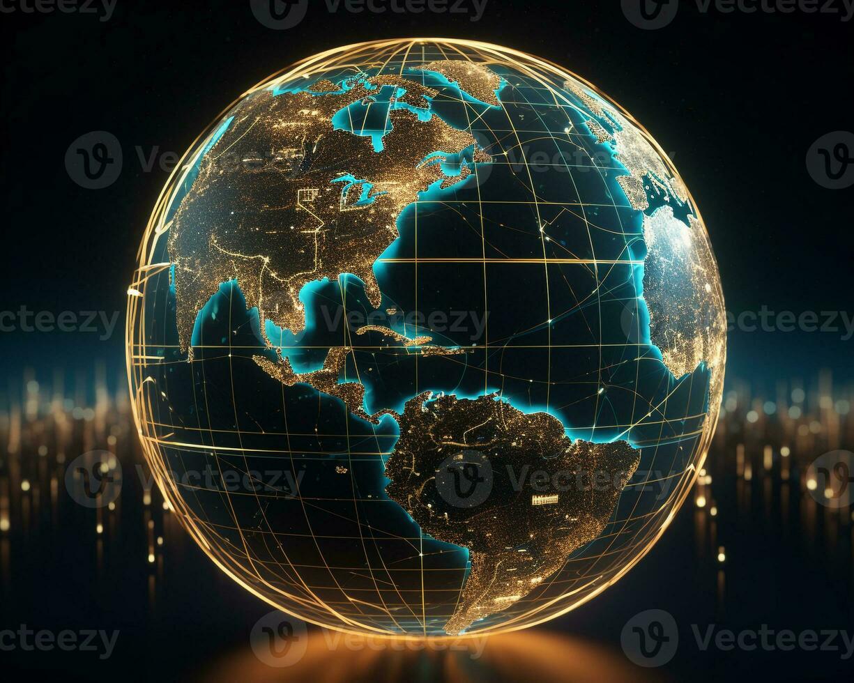 une globe avec lignes connecté à il, international l'Internet journée Stock Photos