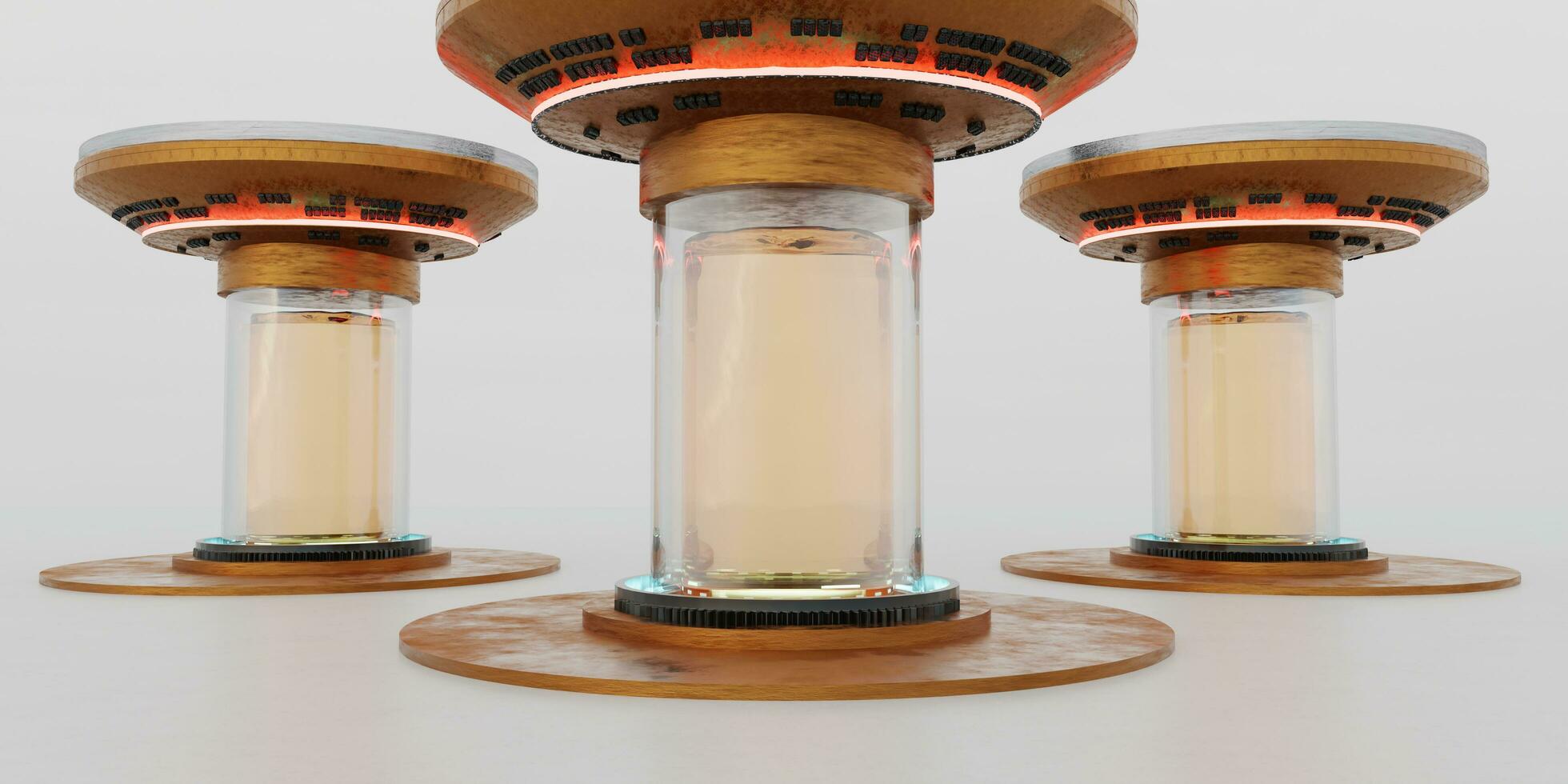 une verre tube capsule contenant cryogénique liquide le capsule magasins le corps pour longue terme sommeil hibernation de le cryogénique capsule hibernation science-fiction téléport cryopode science photo