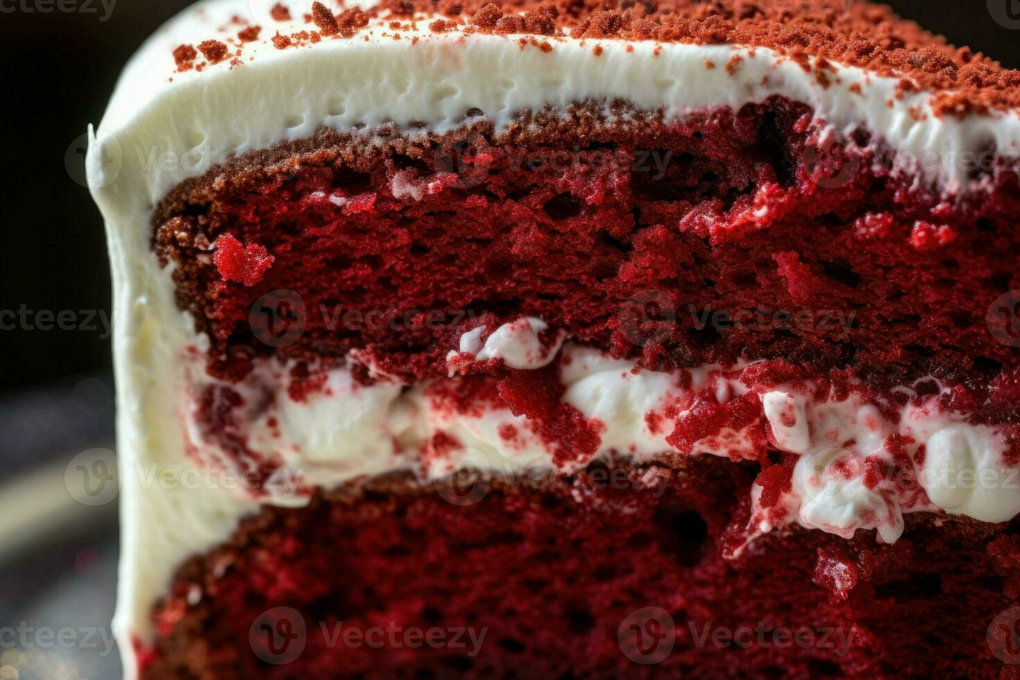 gâteau rouge velours. produire ai photo