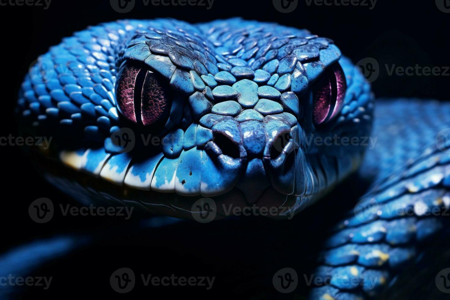 venimeux bleu vipère serpent affronter. produire ai photo