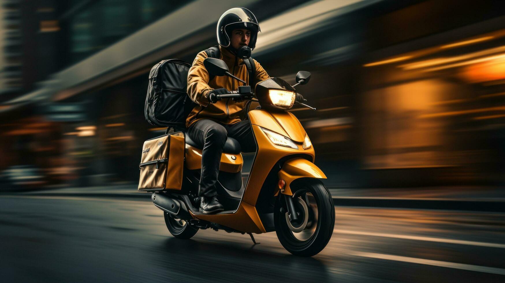 une homme équitation vers le bas le rue sur une vespa photo