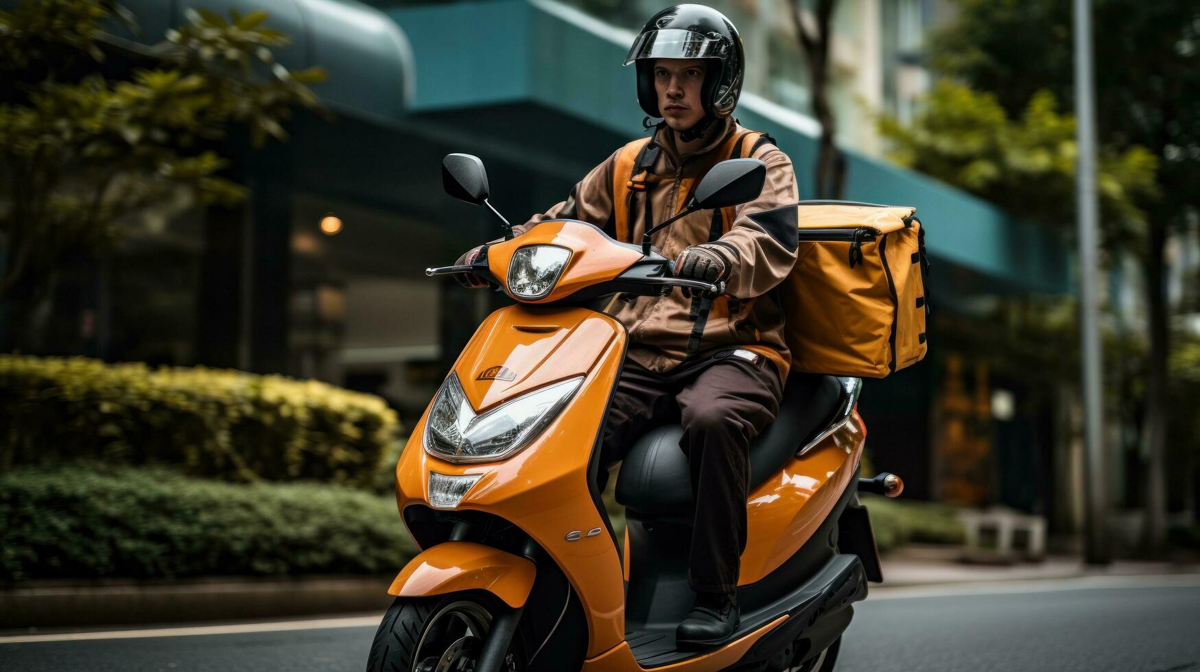 une homme équitation vers le bas le rue sur une vespa photo