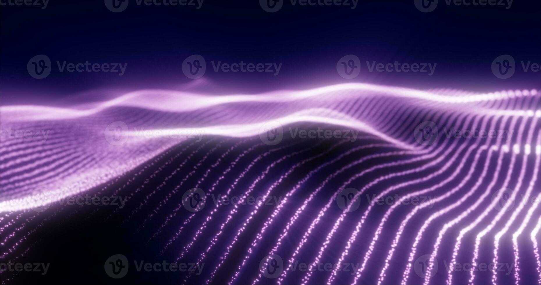 abstrait violet vagues de embrasé particules et lignes futuriste salut-technologie Contexte photo