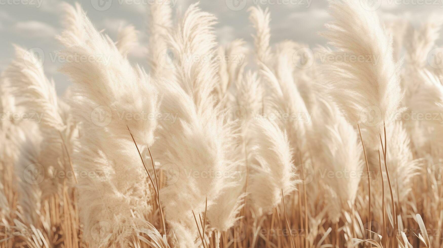 génératif ai, la pampa herbe branche avec ciel. abstrait Naturel boho Contexte de doux végétaux, cortaderia Selloana photo