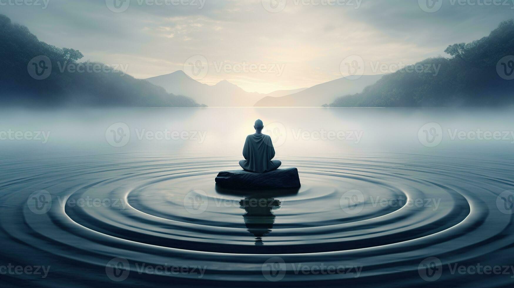 génératif ai, Zen jardin, hypnotique Facile illustration, calme se détendre et méditation concept photo