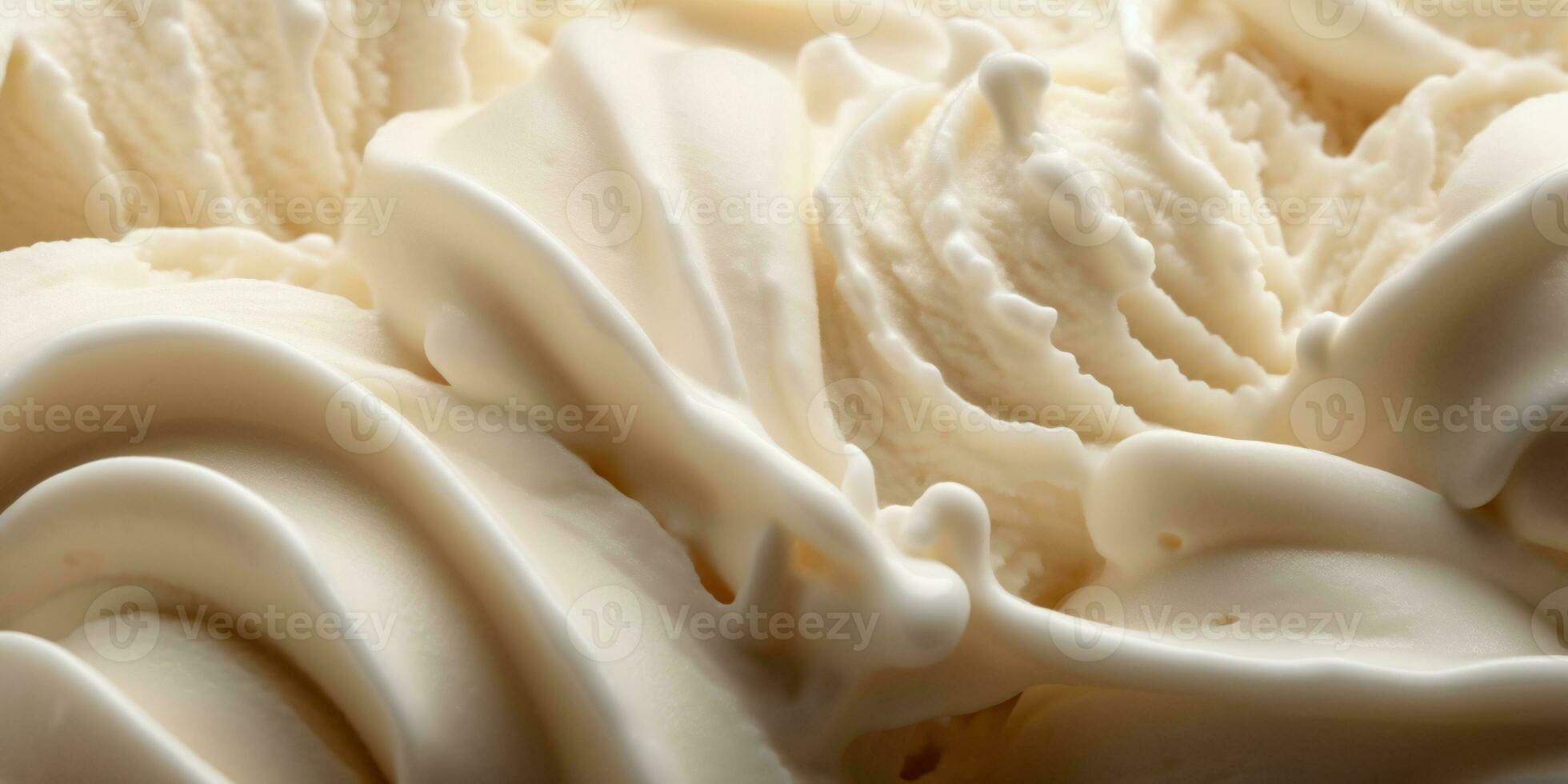 génératif ai, vanille la glace crème surface, proche en haut texture de blanc la glace crème comme Contexte. photo