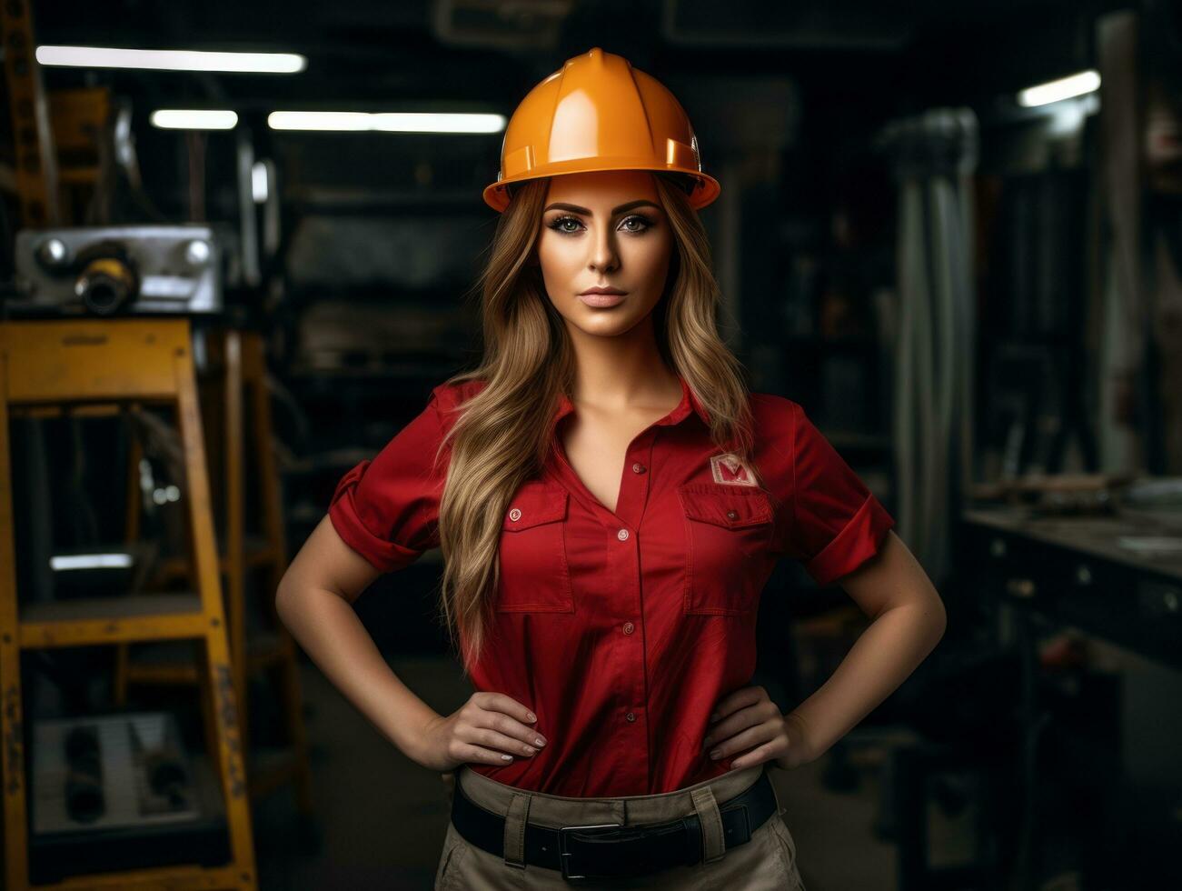 photo coup de une Naturel femme travail comme une construction ouvrier ai génératif