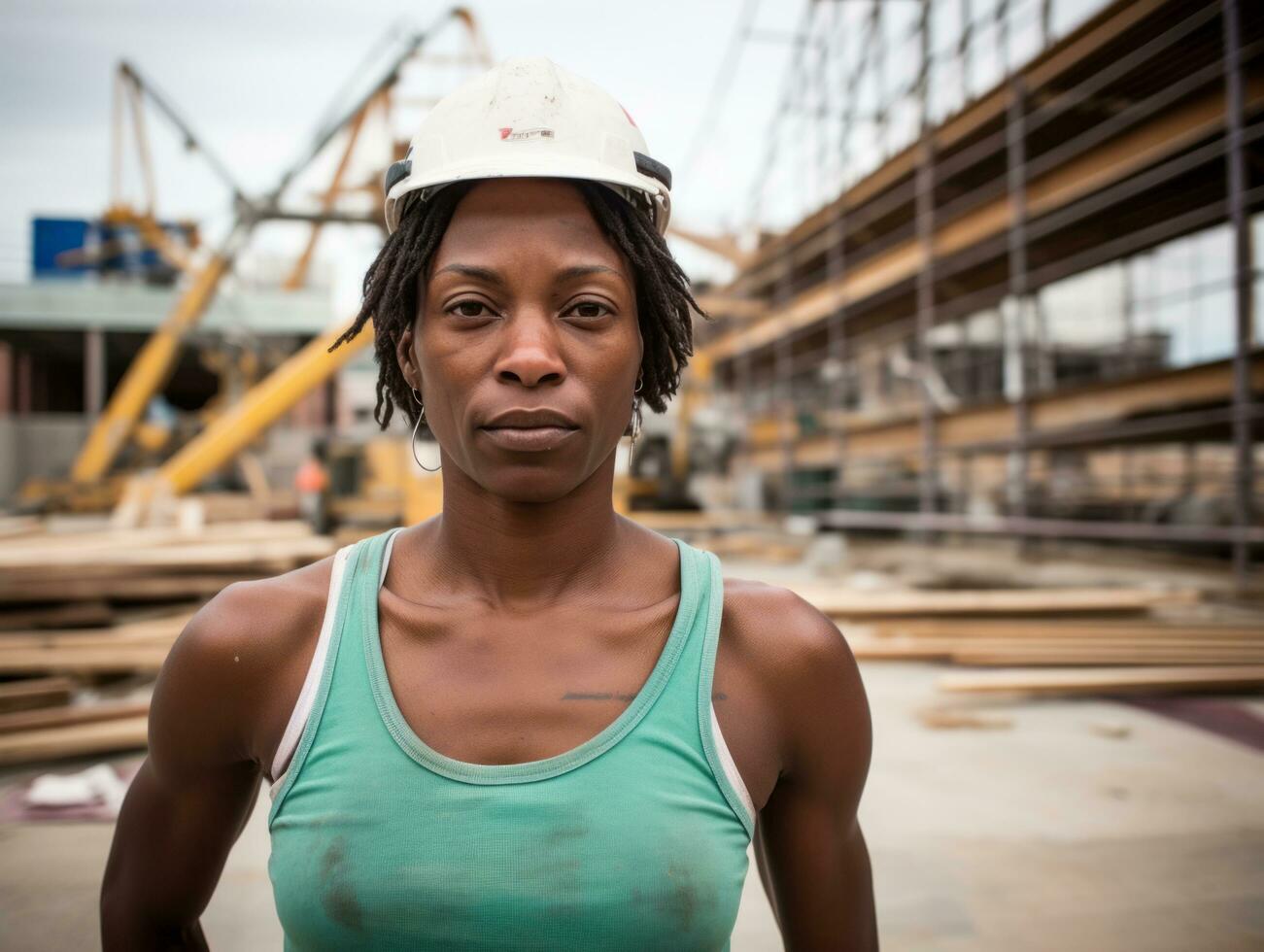 photo coup de une Naturel femme travail comme une construction ouvrier ai génératif