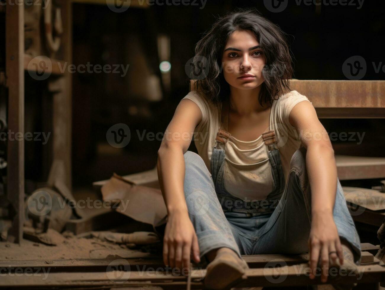 photo coup de une Naturel femme travail comme une construction ouvrier ai génératif