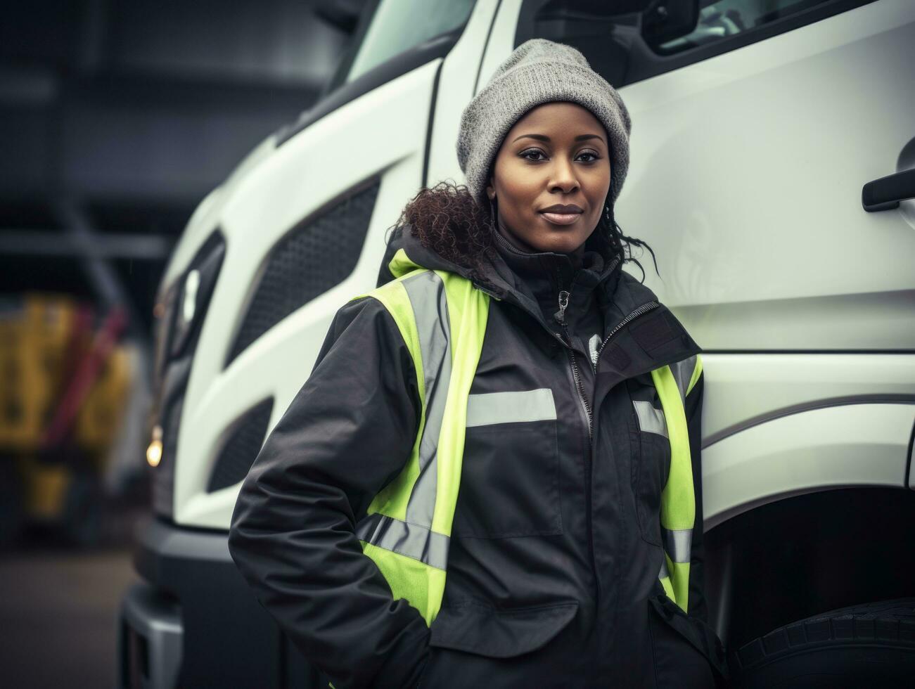 photo coup de une Naturel femme travail comme une construction ouvrier ai génératif