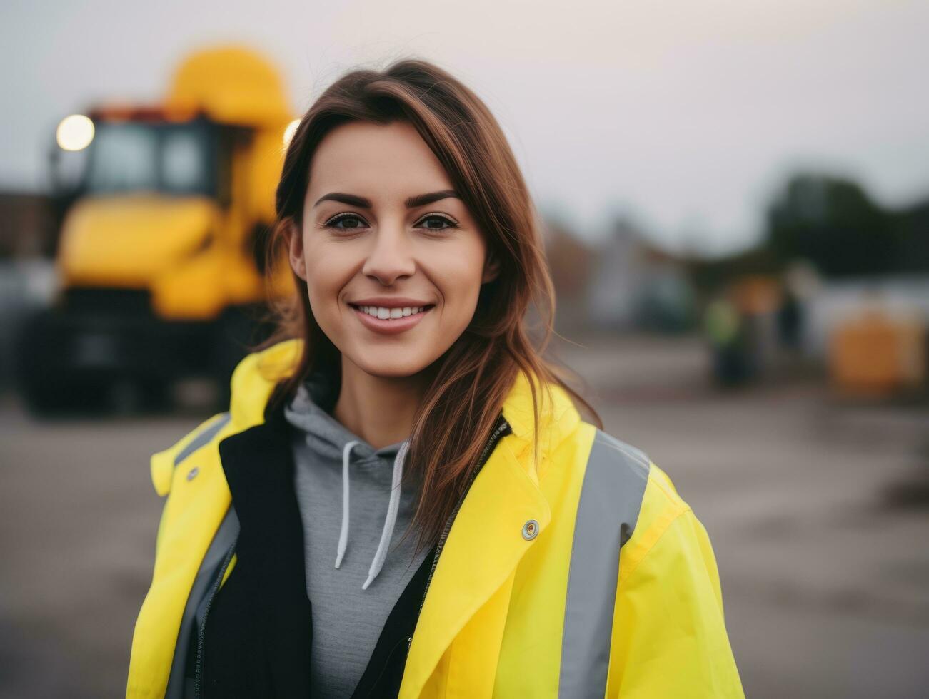 photo coup de une Naturel femme travail comme une construction ouvrier ai génératif