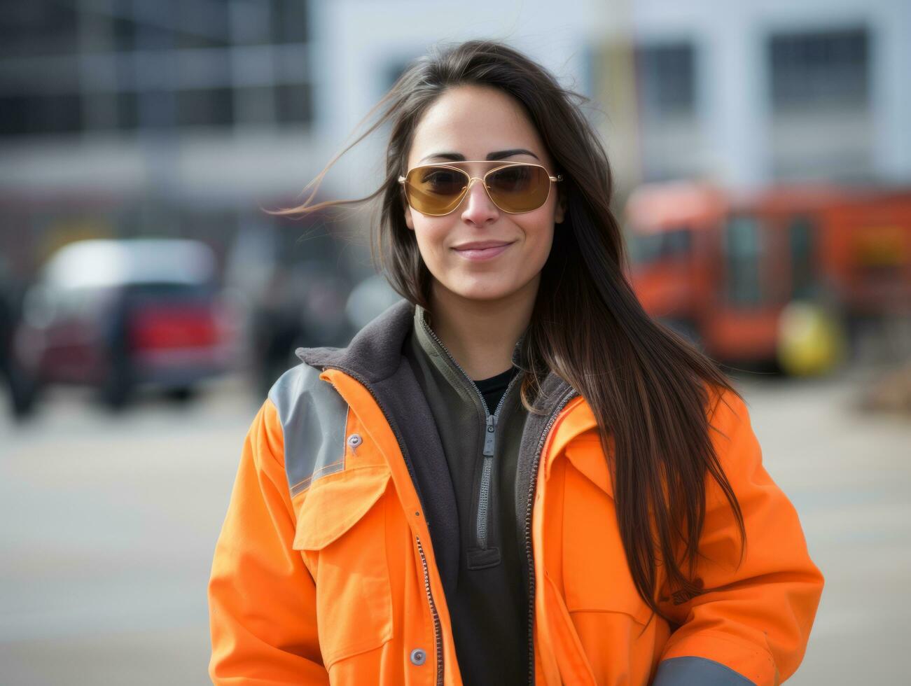 photo coup de une Naturel femme travail comme une construction ouvrier ai génératif