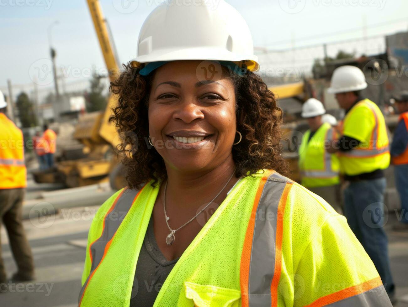 photo coup de une Naturel femme travail comme une construction ouvrier ai génératif