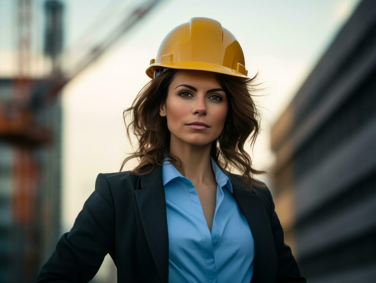 photo coup de une Naturel femme travail comme une construction ouvrier ai génératif