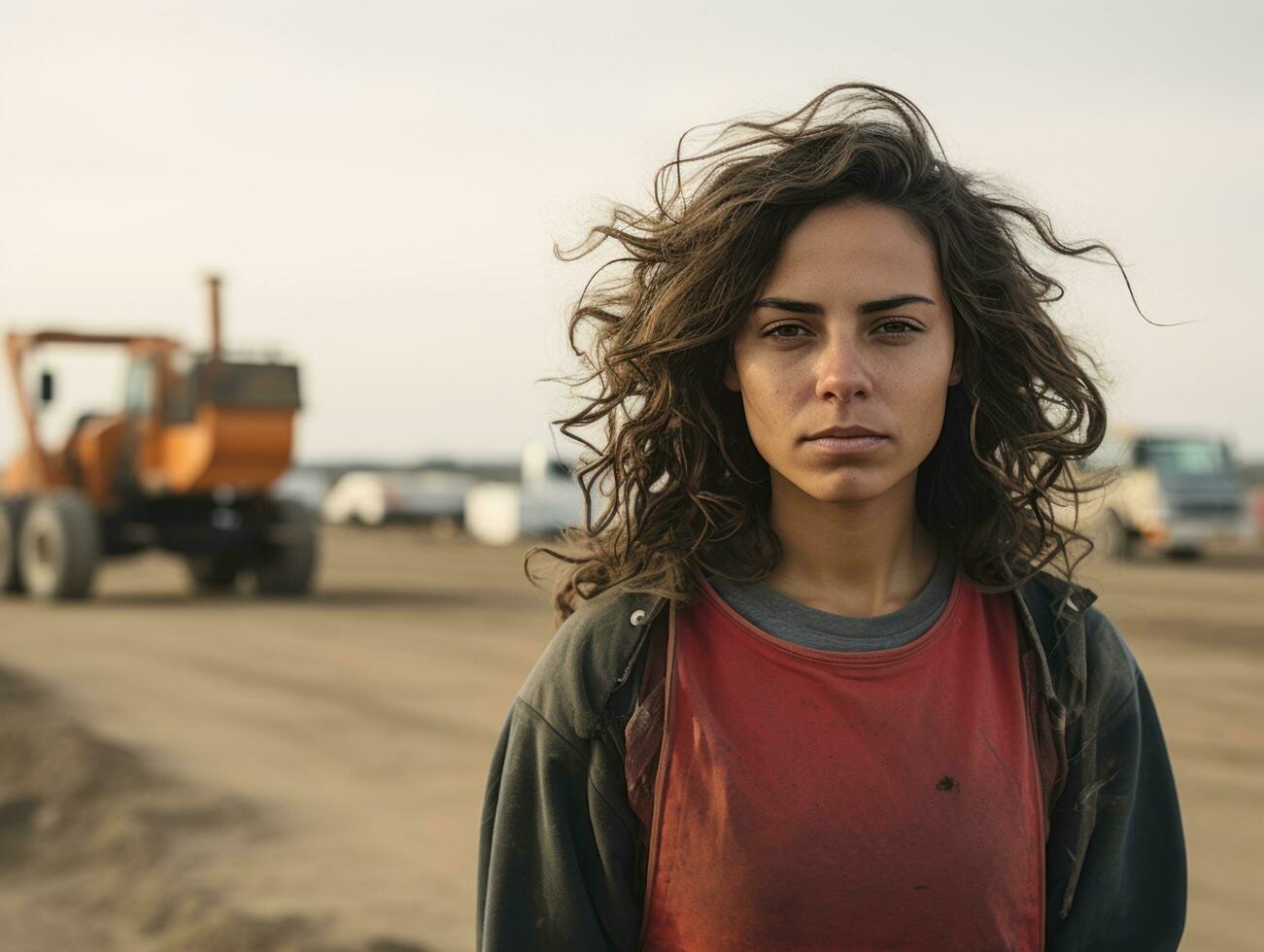 photo coup de une Naturel femme travail comme une construction ouvrier ai génératif