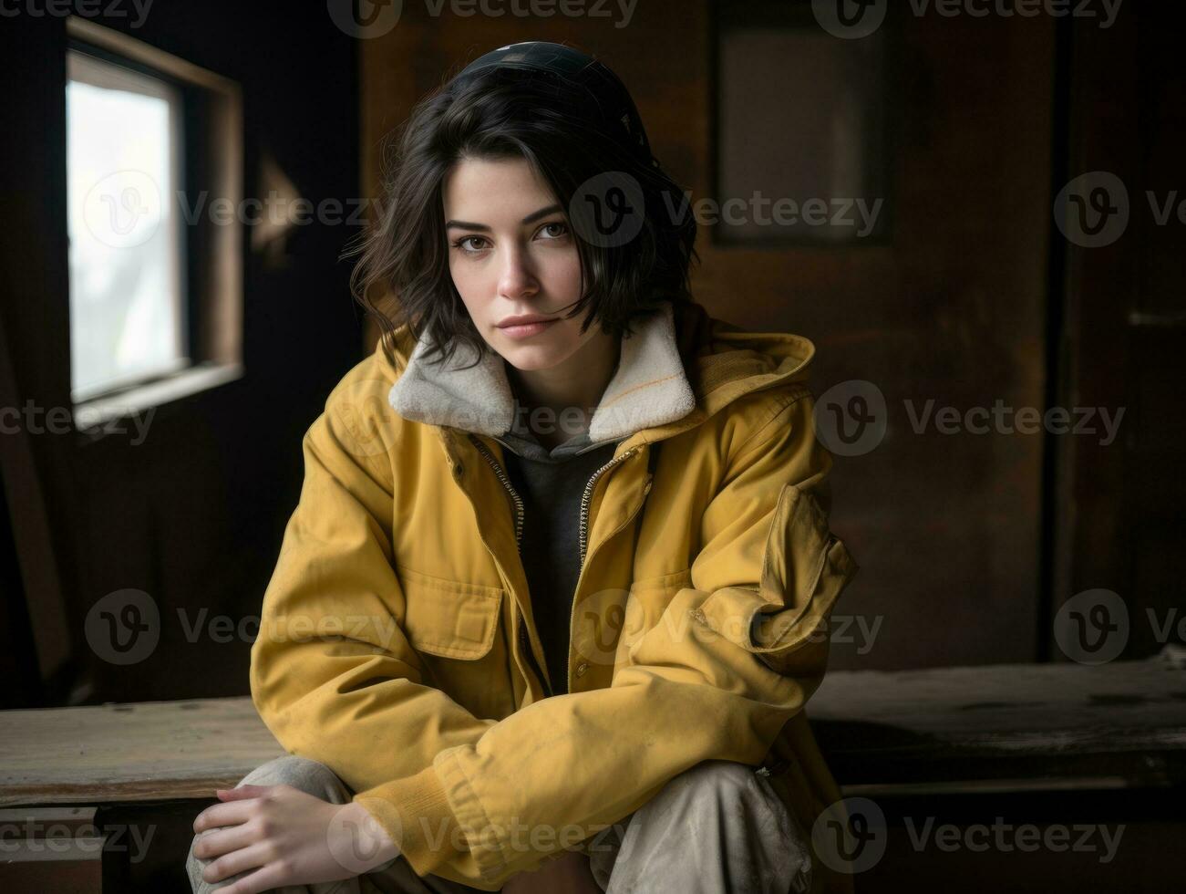 photo coup de une Naturel femme travail comme une construction ouvrier ai génératif