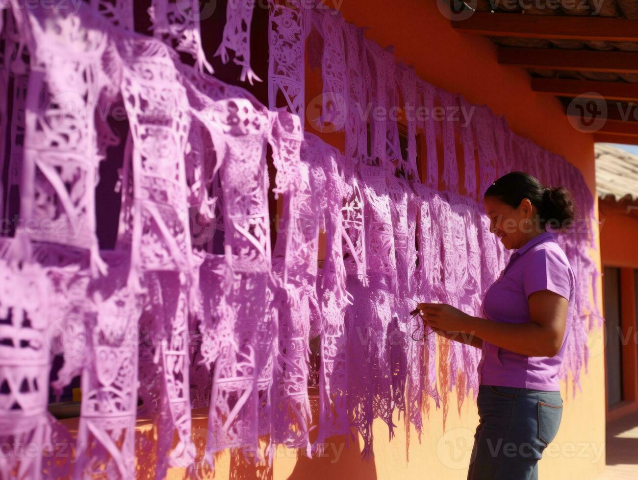 femmes créer papel picado coloré papier décorations ai génératif photo