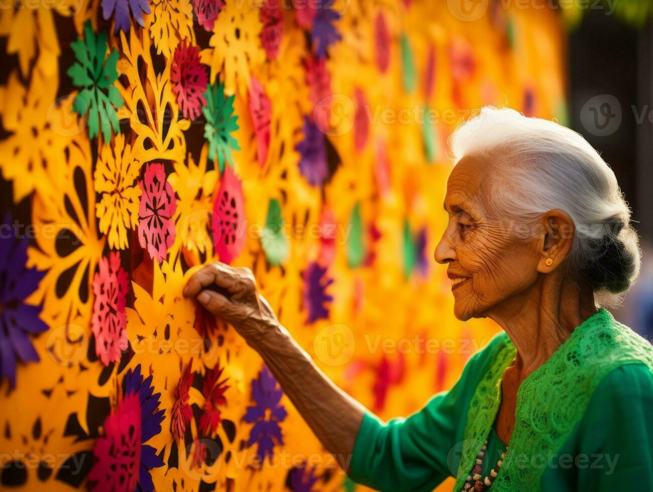 femmes créer papel picado coloré papier décorations ai génératif photo