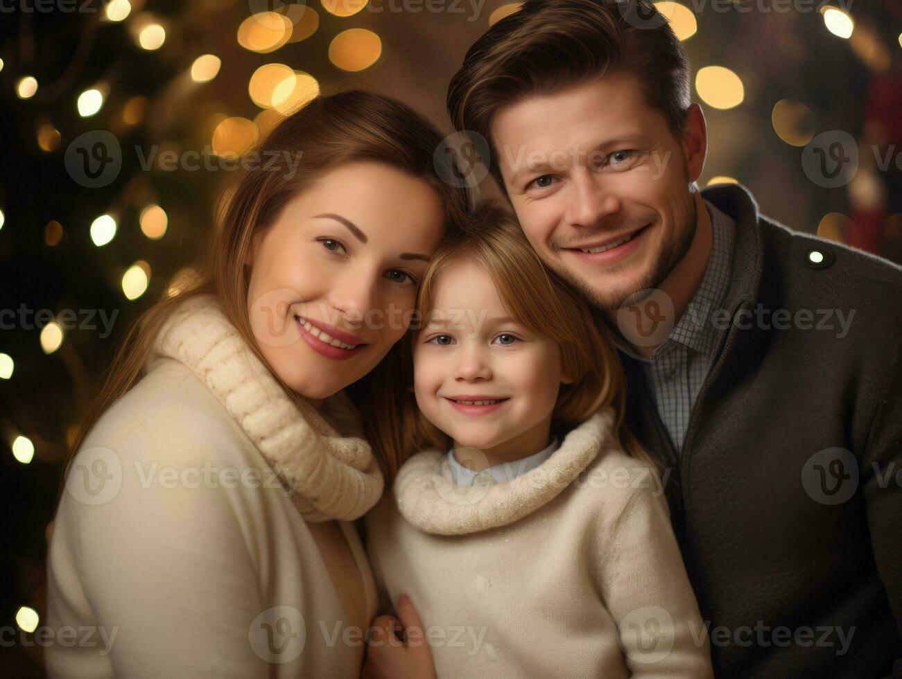 le famille jouit célébrer Noël veille ensemble ai génératif photo