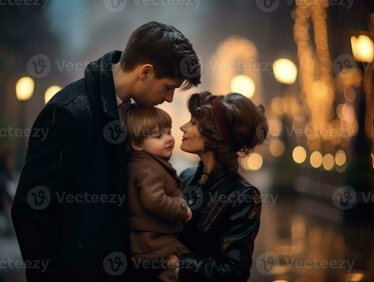 le famille jouit célébrer Noël veille ensemble ai génératif photo